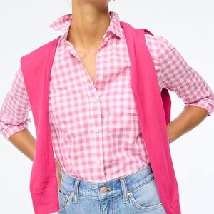 Jcrew pink gingham button down shirt